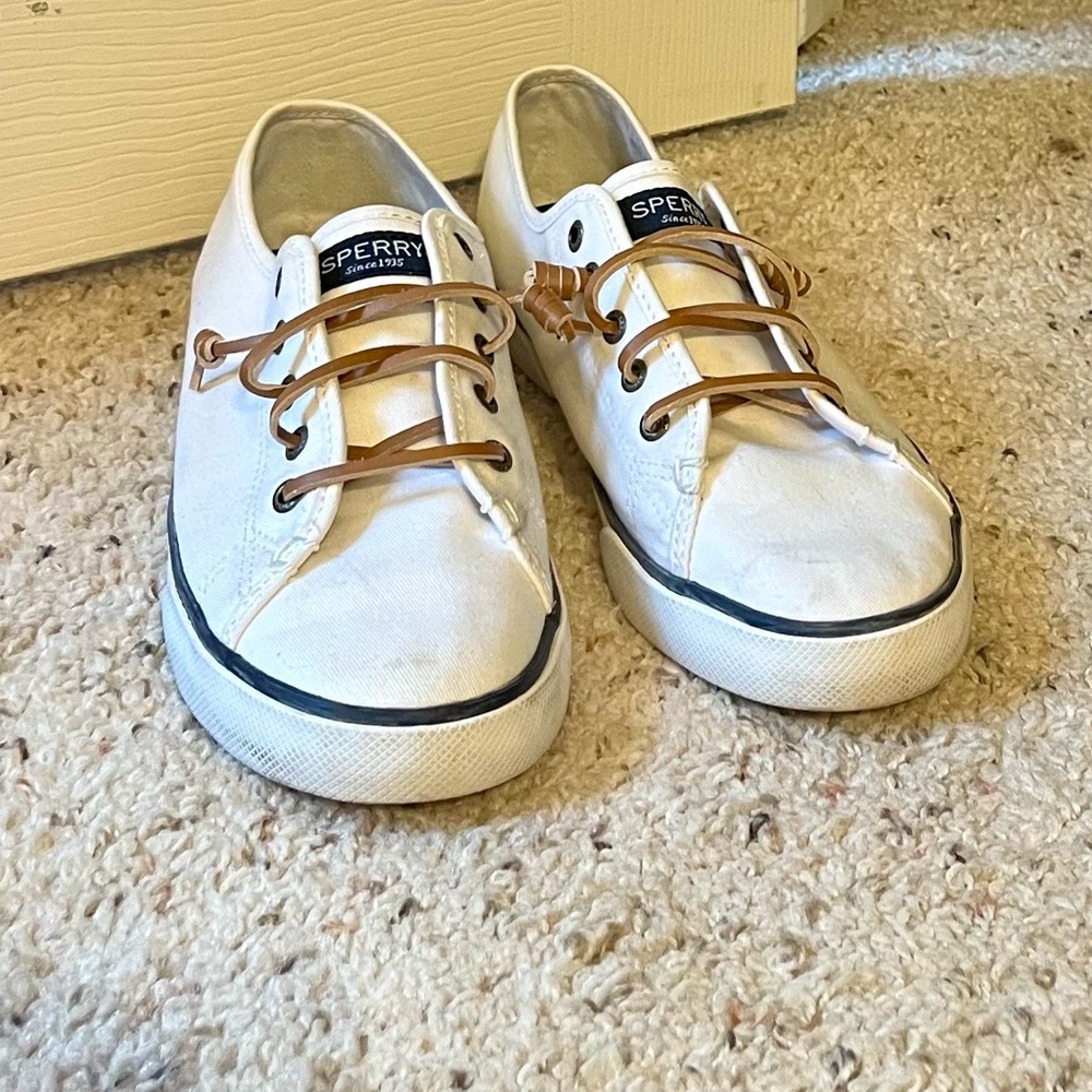 Women’s White Sperry Loafer Flats